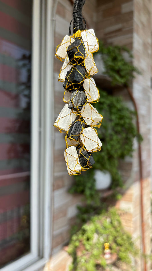 Selenite & Tourmaline Hanging